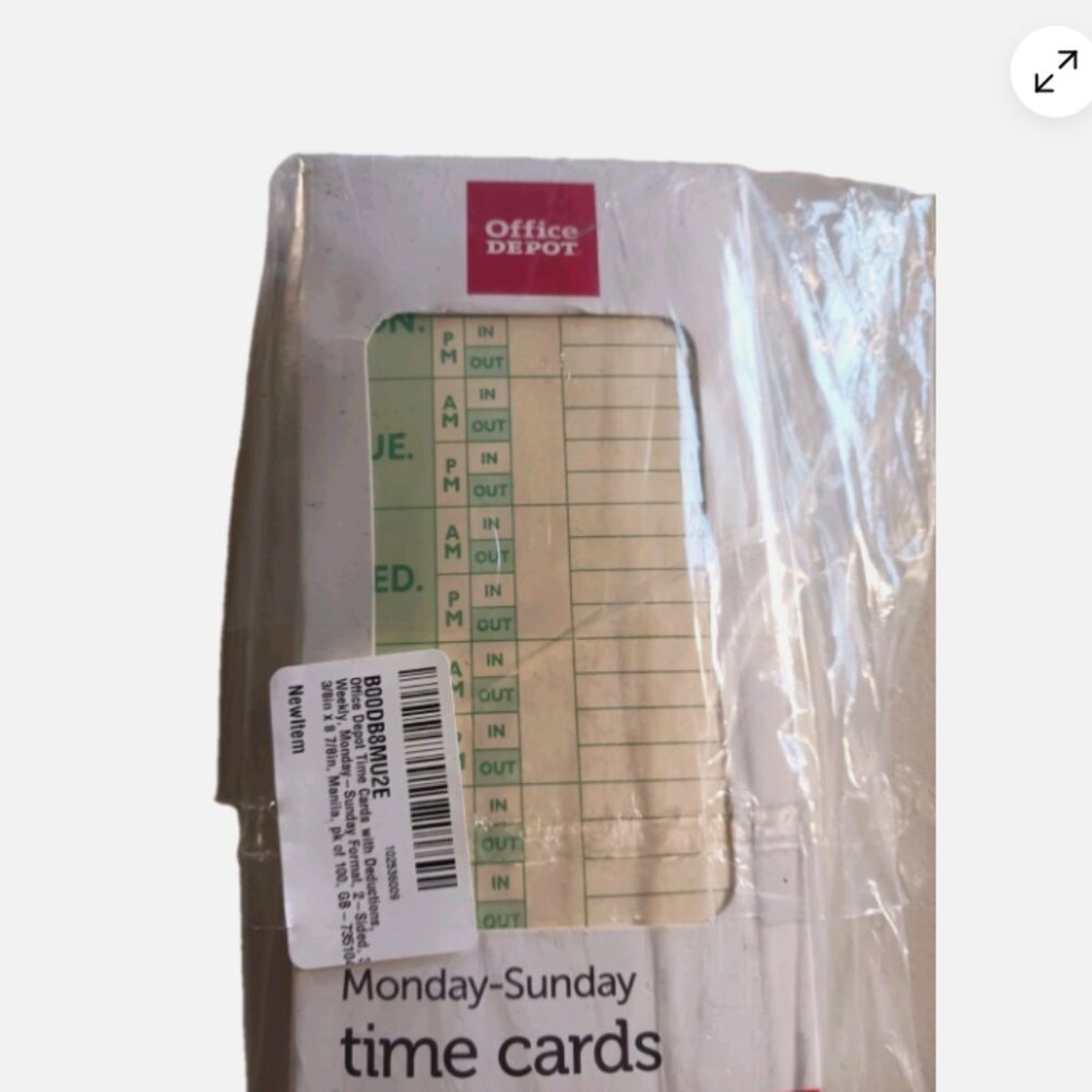 4 Boxes of 100 Office Depot TOPS 1291 Time Cards Weekly 2-Sided Manila 400 Total - Picture 6 of 8